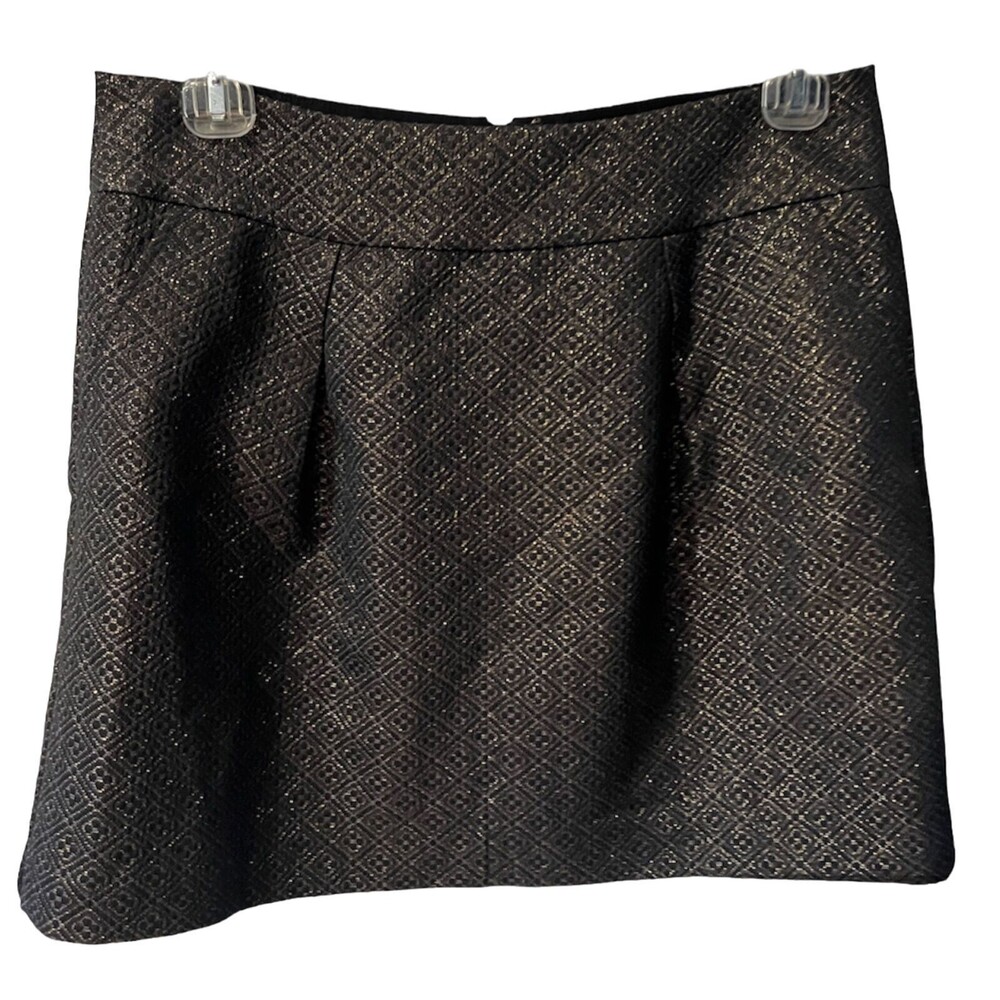 Ann Taylor Loft Skirt Womens 12 Metallic Brocade Pocket Pleated office siren New - Picture 2 of 10